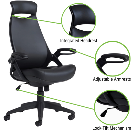 Tuscan High Back Ergonomic Manager&#39;s Chair with Headrest - Black - Unique High Back Office Chair